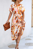 Bohemian Elegant Geometric Print Bandage O Neck A Line Dresses