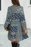Casual Vintage Geometric Printing Turndown Collar Printed Dress Dresses