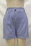 Casual Striped Pocket Straight Full Print Bottoms