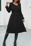 Elegant Solid Bandage V Neck A Line Dresses