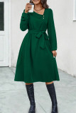 Elegant Solid Bandage V Neck A Line Dresses