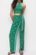 Sexy Vacation Geometric Print Patchwork Halter Sleeveless Two Pieces