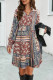 Casual Vintage Geometric Printing Turndown Collar Printed Dress Dresses