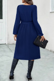 Elegant Solid Bandage V Neck A Line Dresses