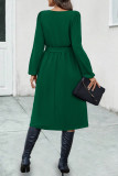 Elegant Solid Bandage V Neck A Line Dresses
