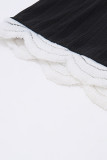 Sexy Street Solid Bandage Contrast Square Collar Sling Dress Dresses