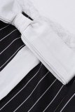Sexy Street Striped Lace With Bow Square Collar Sling Dress Dresses