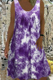 Casual Gradual Change Print Pocket U Neck Sleeveless Dress Dresses