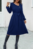 Elegant Solid Bandage V Neck A Line Dresses