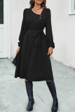 Elegant Solid Bandage V Neck A Line Dresses