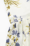 Sweet Elegant Floral Frenulum V Neck Waist Skirt Dresses