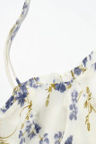 Sweet Elegant Floral Frenulum V Neck Waist Skirt Dresses