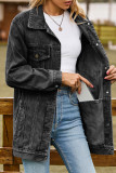 Casual Street Solid Pocket Turndown Collar Long Sleeve Loose Denim Jacket
