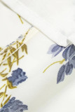 Sweet Elegant Floral Frenulum V Neck Waist Skirt Dresses
