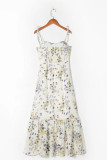 Sweet Elegant Floral Frenulum V Neck Waist Skirt Dresses