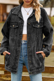 Casual Street Solid Pocket Turndown Collar Long Sleeve Loose Denim Jacket