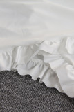 Sexy Solid Frenulum Flounce Fold V Neck Two Pieces
