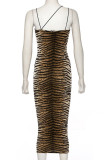 Sexy Vintage Animal Print Printing V Neck Printed Dress Dresses