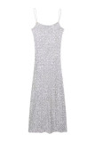 Sexy Solid Sequins Sequined U Neck Sling Dress Dresses