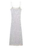 Sexy Solid Sequins Sequined U Neck Sling Dress Dresses