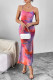 Sexy Gradual Change Print Contrast U Neck Printed Dress Dresses