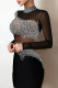 Sexy Solid See-through Hot Drill Mandarin Collar Wrapped Skirt Dresses