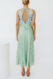 Sweet Vacation Geometric Printing V Neck Sleeveless Dress Dresses