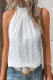 Sweet Simplicity Solid Jacquard Hollowed Out Buttons Half A Turtleneck Tops