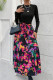 Elegant Print Frenulum Contrast Mandarin Collar A Line Dresses