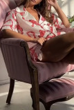 Casual Sweet Geometric Print Contrast Valentines Day Sleepwear