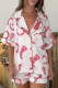 Casual Sweet Geometric Print Contrast Valentines Day Sleepwear