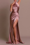 Sexy Solid Slit Mandarin Collar Evening Dress Dresses