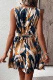 Casual Vintage Geometric Print Bandage V Neck A Line Dresses