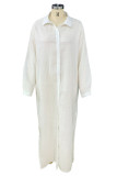 Casual Simplicity Solid Buttons Turndown Collar Shirt Dress Dresses