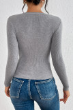Celebrities Simplicity Solid Pearl O Neck Tops