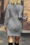 Daily Simplicity Solid Weave V Neck One Step Skirt Dresses