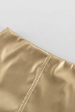 Celebrities Elegant Solid Patchwork High Waist Type A Solid Color Bottoms