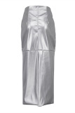 Celebrities Elegant Solid Patchwork High Waist Type A Solid Color Bottoms