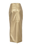 Celebrities Elegant Solid Patchwork High Waist Type A Solid Color Bottoms