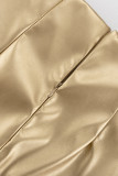 Celebrities Elegant Solid Patchwork High Waist Type A Solid Color Bottoms