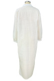 Casual Simplicity Solid Buttons Turndown Collar Shirt Dress Dresses