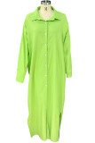 Casual Simplicity Solid Buttons Turndown Collar Shirt Dress Dresses