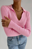 Sexy Simplicity Solid Patchwork Turndown Collar Tops