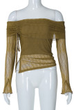 Sexy Solid Draw String Off the Shoulder Tops