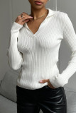 Sexy Simplicity Solid Patchwork Turndown Collar Tops