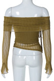 Sexy Solid Draw String Off the Shoulder Tops