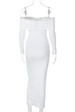 Sexy Solid Backless Off the Shoulder One Step Skirt Dresses