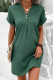 Casual Simplicity Solid Buttons V Neck A Line Short Sleeve Dress