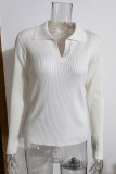 Sexy Simplicity Solid Patchwork Turndown Collar Tops