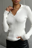 Sexy Simplicity Solid Patchwork Turndown Collar Tops